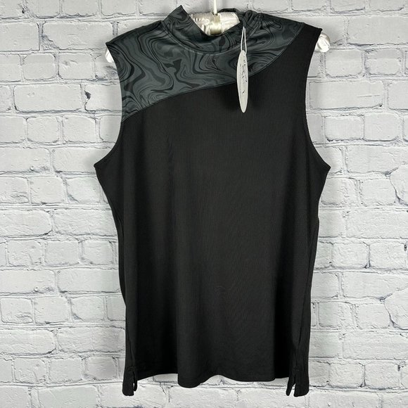 Greg Norman Women's Monica Sleeveless‎ Mock Golf Polo Top, Size Large, Black - Picture 3 of 9